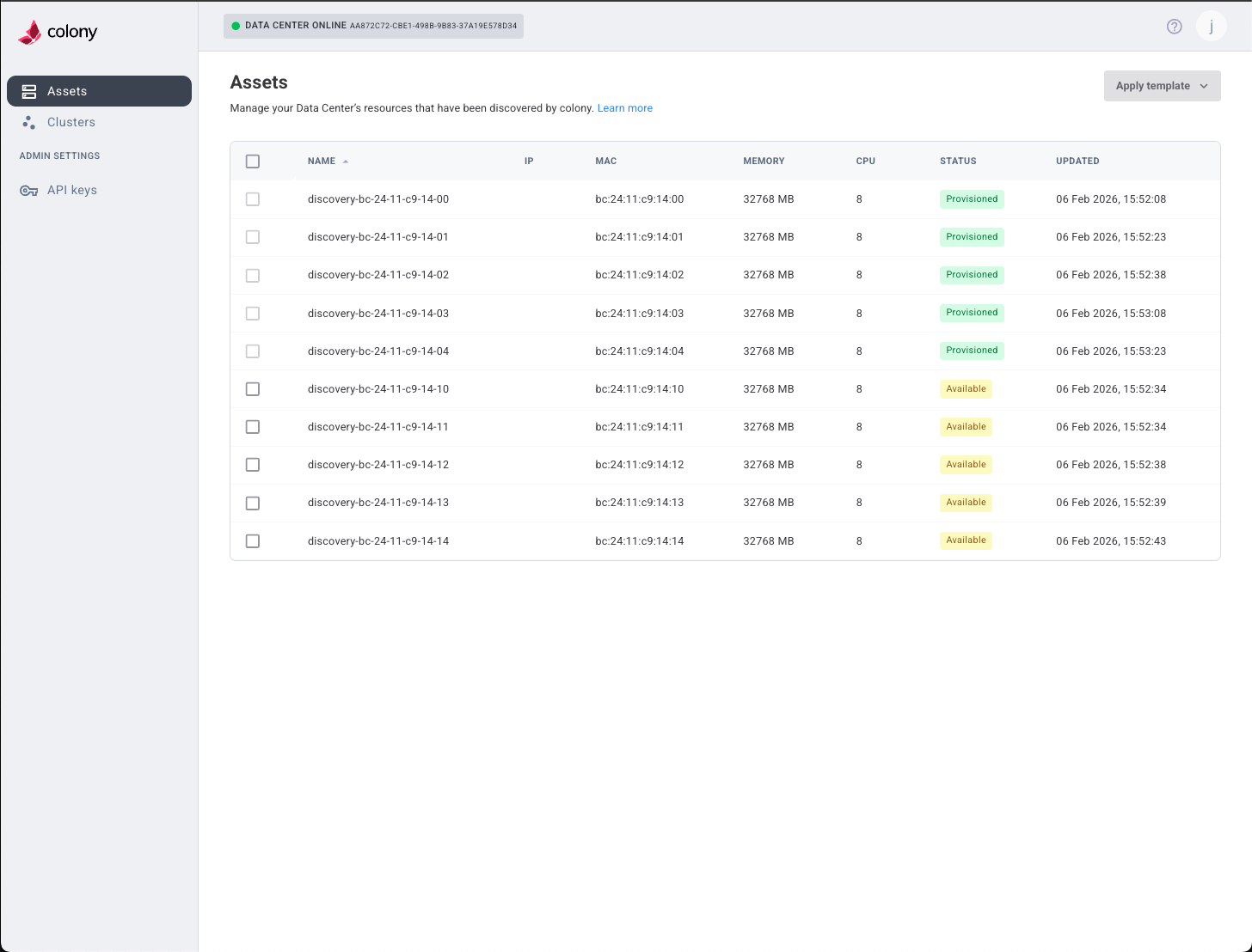 Assets with mixed status