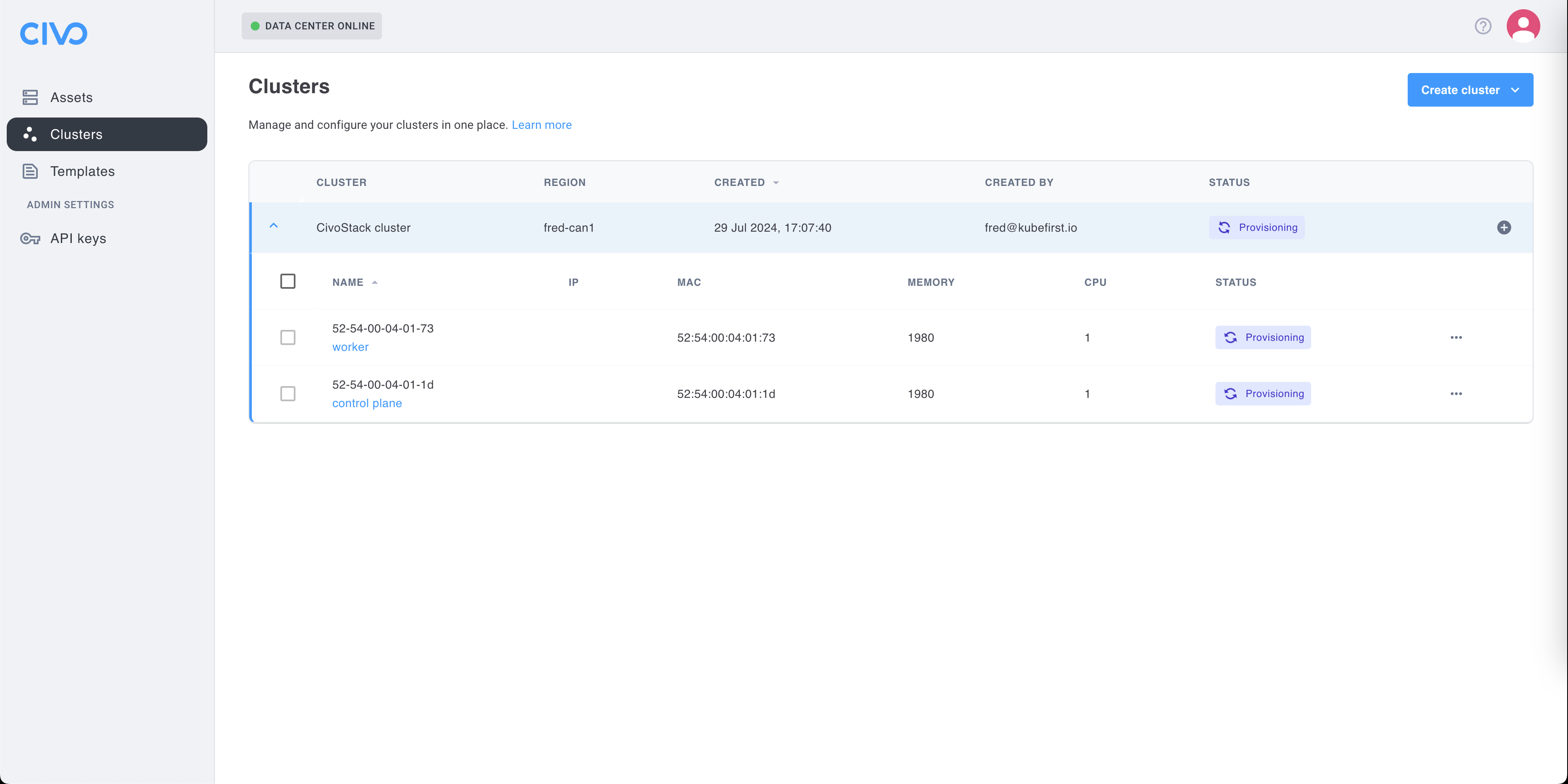 CivoStack -  CivoStack cluster provisioning